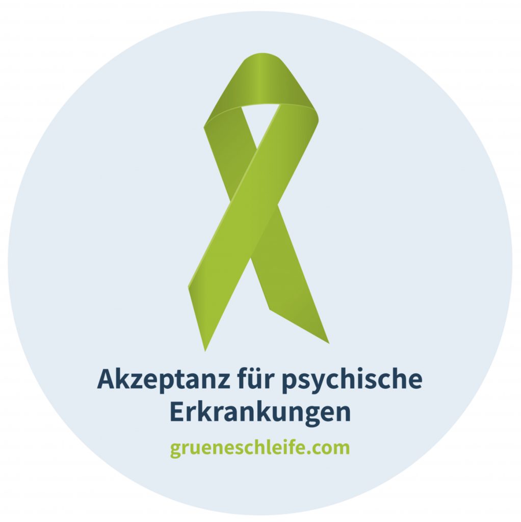 Grüne Schleife als Zeichen der Akzeptanz für psychische Erkrankungen
