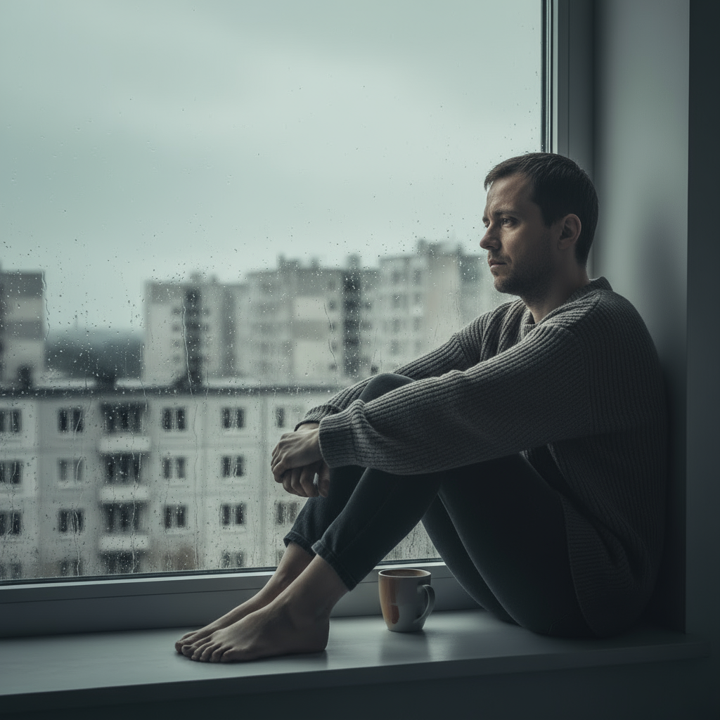 Mann leidet unter Dysthymie